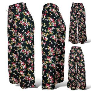 Loose Summer Trousers - Elasticated Pants w Pockets for Women - Black